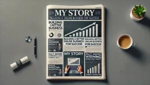 A newspaper front page with the headline building a better online business