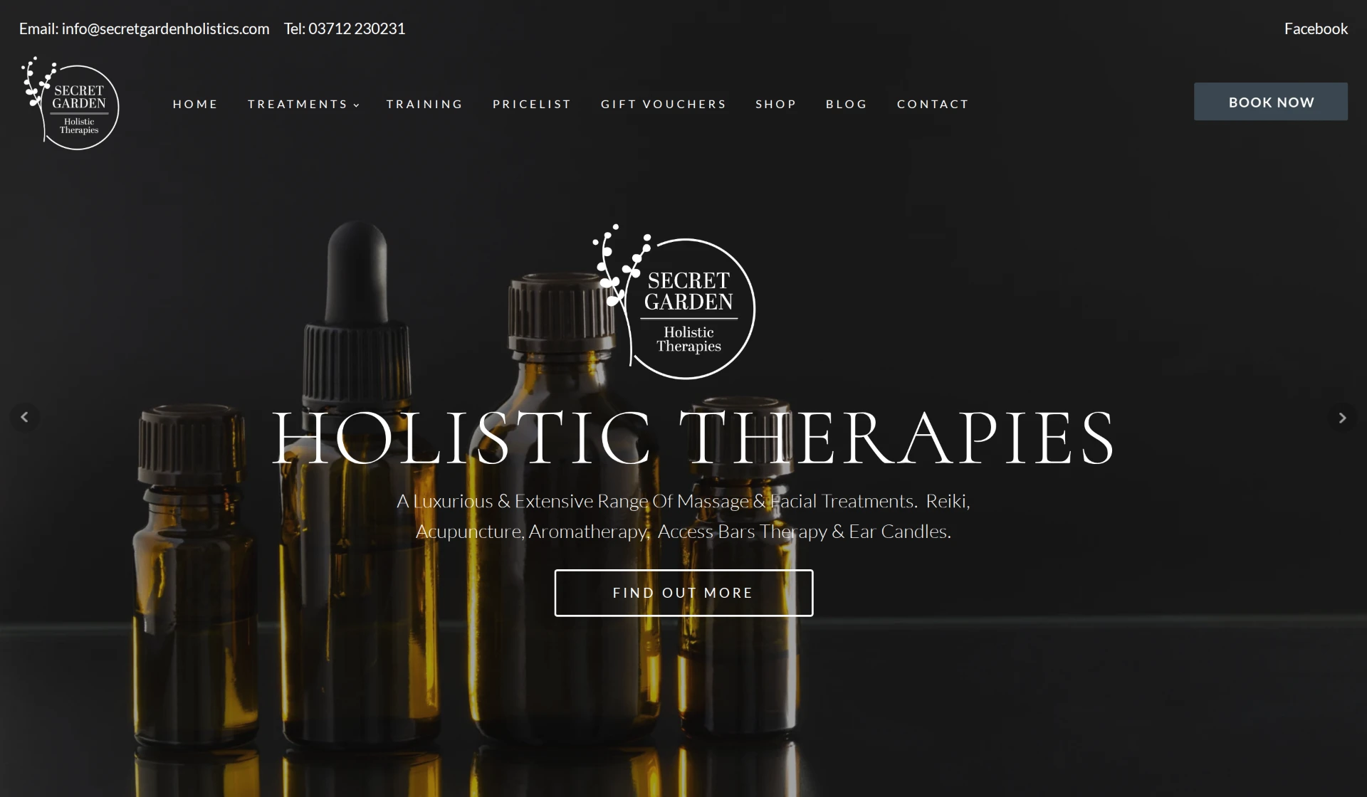 Secret Garden Holistics homepage — holistic therapies website built by Corrie D Marketing