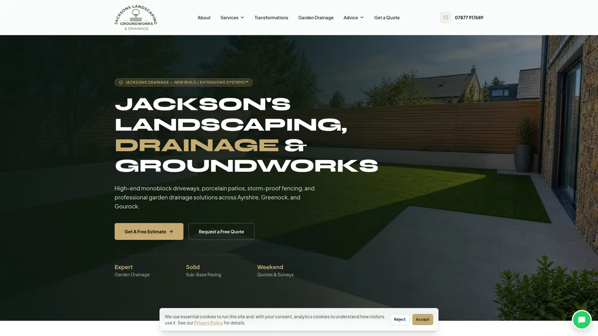 Jacksons Landscaping & Groundworks website by Corrie D Marketing
