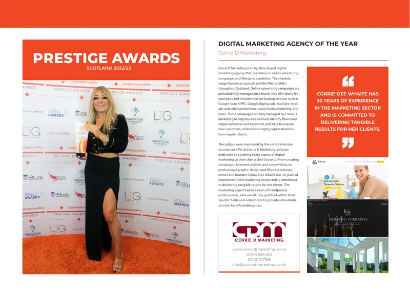 Prestige Awards Scotland 2022/23 feature: Digital Marketing Agency of the Year, Corrie D Marketing