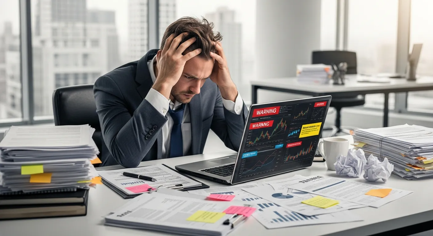 Business owner facing tax compliance warnings and paperwork