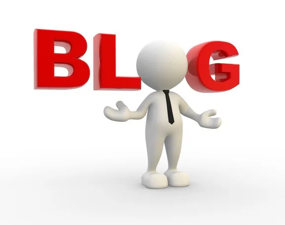 3D character standing in front of large red BLOG lettering